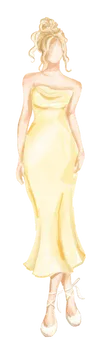 Ilustração de traje sugerido para convidados — look feminino