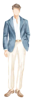 Ilustração de traje sugerido para convidados — look masculino